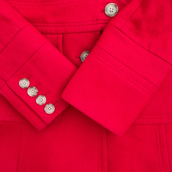 J. Crew Classic Red Wool-Blend Button-Down Polo Trench Coat Belted Sz 8 - Picture 7 of 15